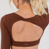 MONROE LONG SLEEVE CROP - BRANDY