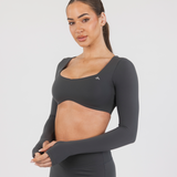 MONROE LONG SLEEVE CROP - COAL