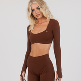 MONROE LONG SLEEVE CROP - BRANDY