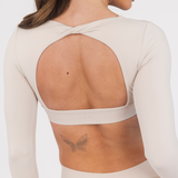 MONROE LONG SLEEVE CROP - PEARL
