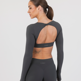 MONROE LONG SLEEVE CROP - COAL