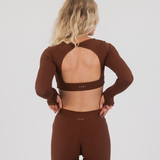 MONROE LONG SLEEVE CROP - BRANDY
