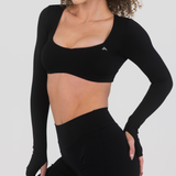 MONROE LONG SLEEVE CROP - MIDNIGHT