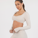 MONROE LONG SLEEVE CROP - PEARL