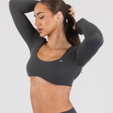 MONROE LONG SLEEVE CROP - COAL